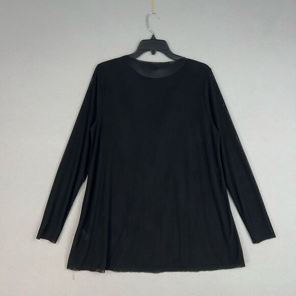 A'nue Ligne Shirt Women Large Black Sheer Mesh Basic Layer Minimal Boho Designer - Picture 6 of 12